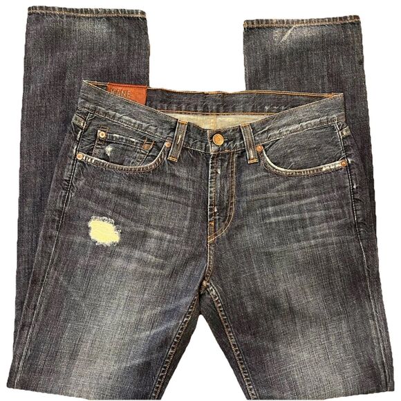 Dark Wash Distressed Slim Straight Jeans Men’s Size 32 J Brand Kane USA - Picture 3 of 8